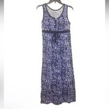 Eddie Bauer Blue White Patterned Top Maxi Summer Dress - Size S