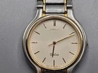 Vintage Seiko Dolce Watch 7741 6050 Quartz 32mm Beige Two Tone (Crown Dent)