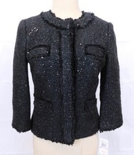 NWT Michael Kors Sequined Blazer Boucle Jacket Black New Sz 6