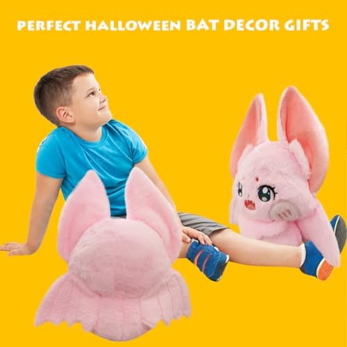 Crazy Pink Bat Plush Toy Halloween Stuffed Soft Pillow Cartoon Furry Plushie - Picture 6 of 6