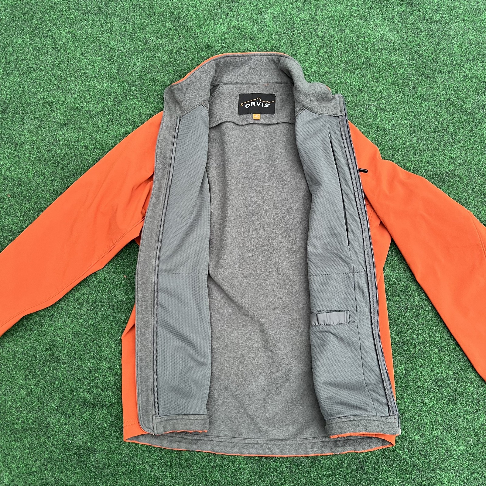 Orvis Orange Softshell Full Zip Jacket Size Medium - image 4