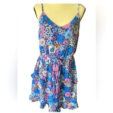 The General Good Sz S Lined Tiered Ruffles Blue Floral Elas waist ruffle bottom