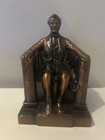 Vintage Abraham Lincoln Chair Banthrico Bronzed Metal Coin Bank No Key — photo 1