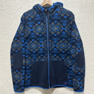 Rhone Reversible Aztec Montage Blue Fleece Full-Zip Hoodie Jacket Men s Size M