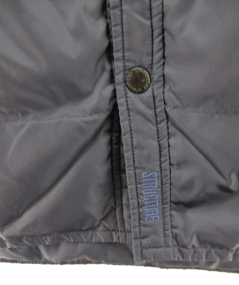 VINTAGE Structure Jacket Men Large Blue Duck Down Puffer Quilted Snap Down Coat* - Image 4 of 4