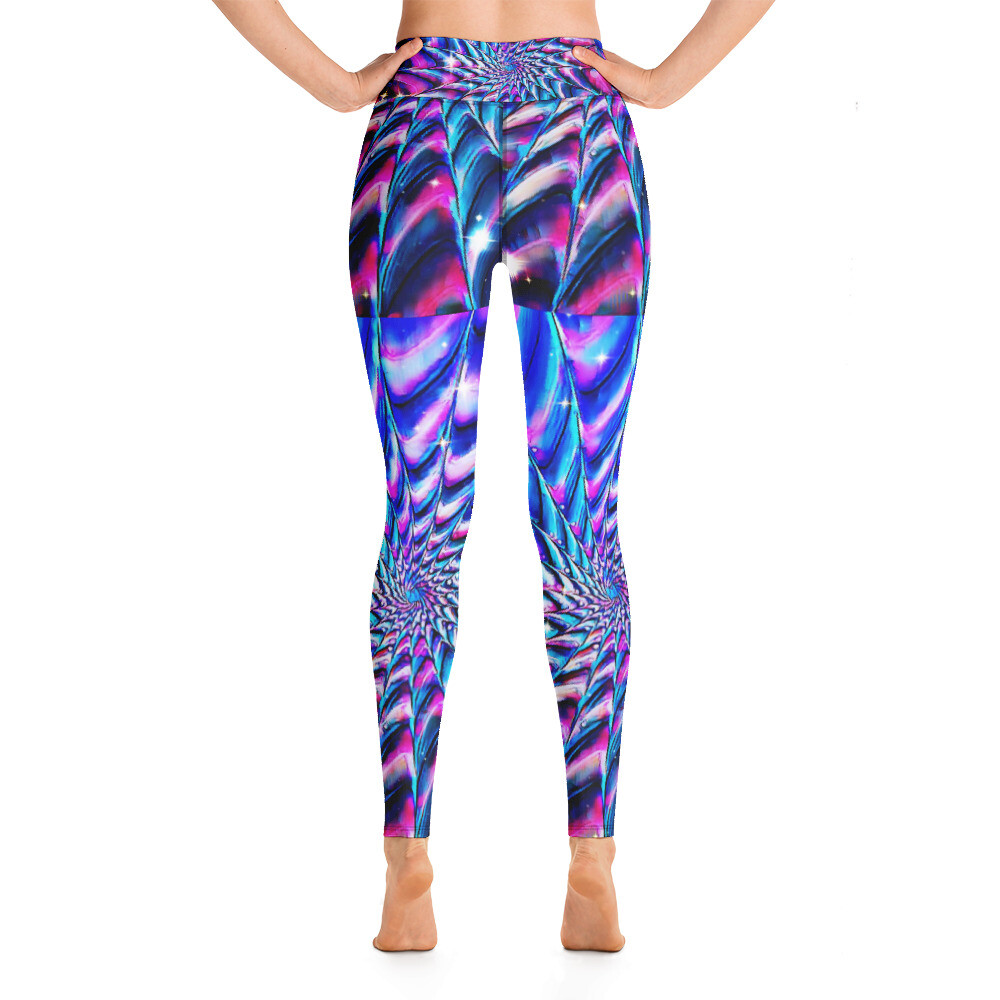 Yoga Leggings tie dye psychedelic neon pink blue purple leggings