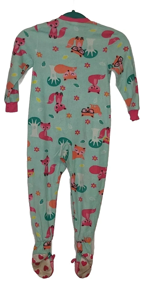 Circo Sleepwear Kids XS Fox Print Long Sleeve Warm Footie Pajama Flame Resistant - Image 2 of 4
