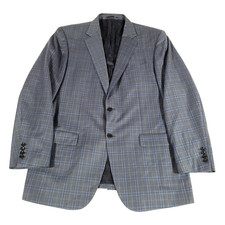 Jeffrey Bartlett Wool Plaid Blazer 48 Portofino Italy Navy Bespoke Sports coat