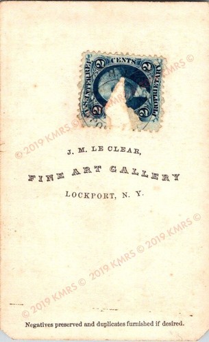 CDV Picture Sad Lady Right Facing J.M. Le Clear Lockport, NY with 2 Cent Stamp - Picture 2 of 6