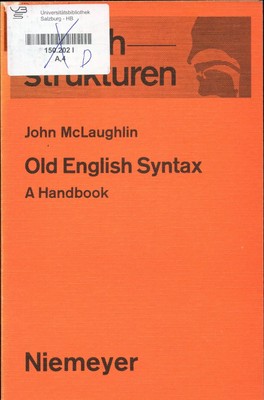 Old English Syntax - A Handbook McLaughlin, John: