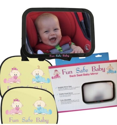 Safety and Comfort Pack Backseat Mirror for Rear Facing Car Seat and 2 Sunshades