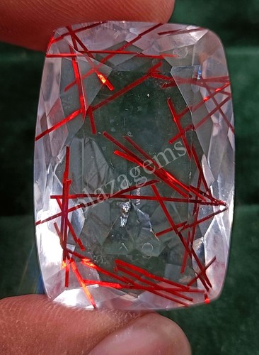 120.00CT Cushion Cut Red Rutilated Quartz Certified Transparent Loose Gems 5NV - Picture 8 of 8