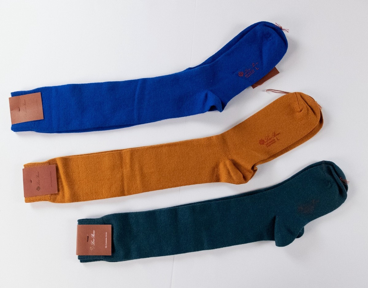 NO CUSTOMS TAX) 3 pairs LORO PIANA green blue yellow long cashmere