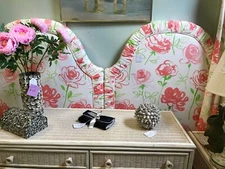 CUSTOM PR TWIN PADDED 5’ HEADBOARDS~EX-“DOROTHY DRAPER WANNA BE”-EASTERN-SHIPPER