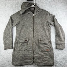 Merrell Womens Jacket hood Gray Heathered Pockets Long Sleeve Full Zipper M