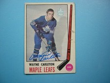 1969/70 O-PEE-CHEE NHL HOCKEY CARD 184 WAYNE CARLETON VGEX PH AUTO AUTOGRAPH OPC