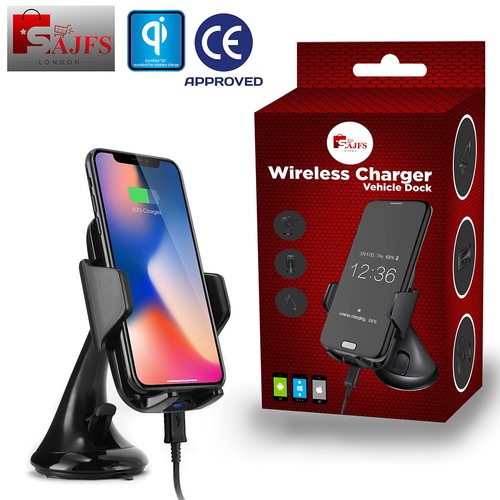 Wireless Car Charging Charger Automatic Mount Clamping Phone Holder For Apple UK - Picture 5 of 12