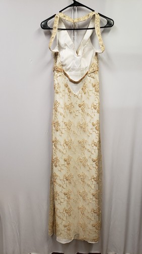 Demetrios Neckholder-Trägerkleid mit Pailletten und Perlen elfenbein Größe S/M - Bild 7 von 10