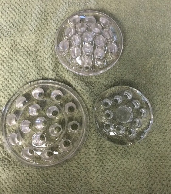 Glass Flower Frogs Vintage Lot of 3 Floral Arrainging Supplies 16 16 10