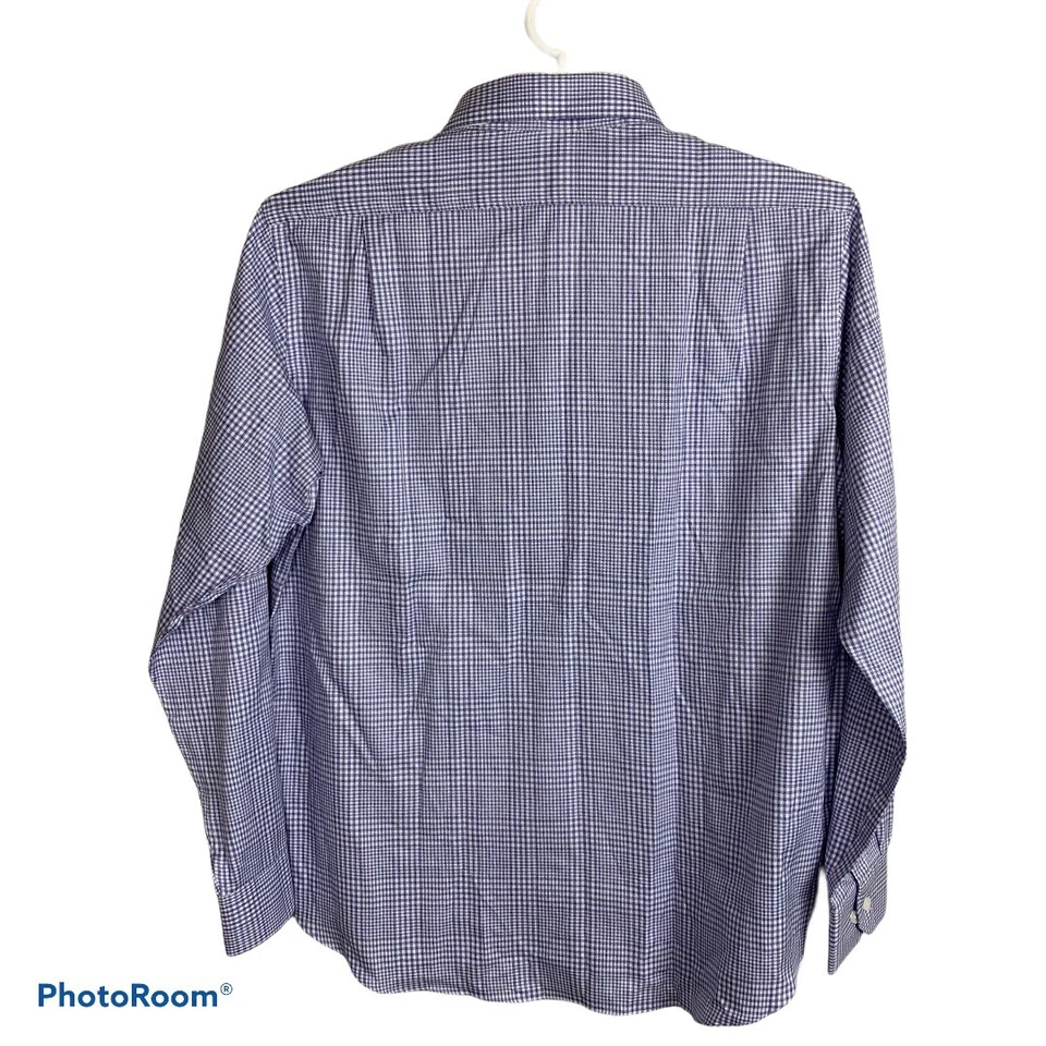 Camisa Hart Schaffner Marx Para Hombre Talla L Azul Blanco Manga Larga Con Botones Foto 4 de 4
