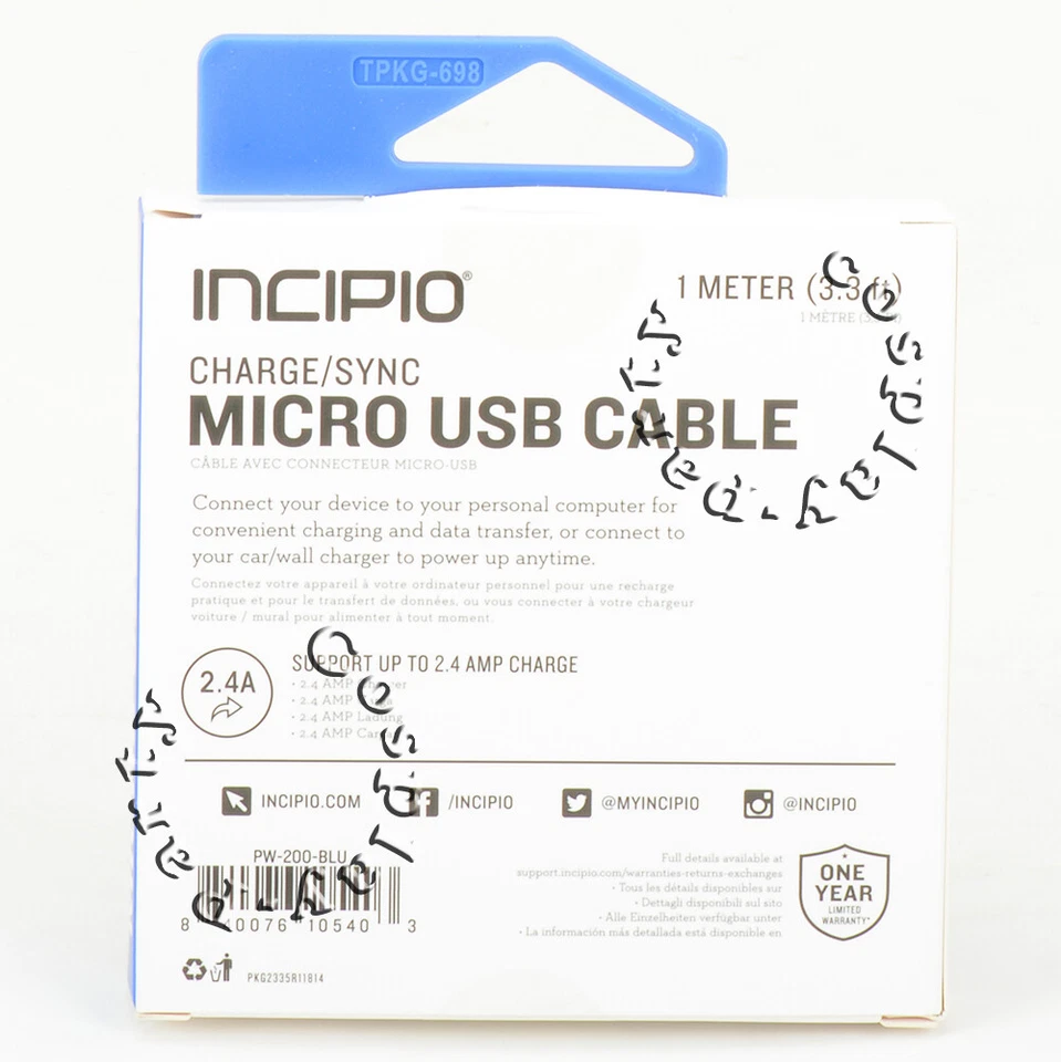 Cable de sincronización de datos cargador rápido trenzado micro USB de 3,3 pies para Samsung Android Foto 3 de 3