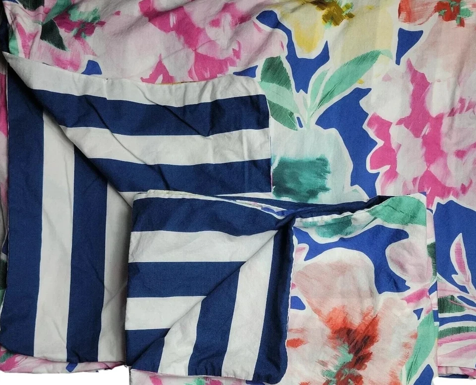 EDREDÓN COMPLETO/REINA FLORES ACUARELA FLORAL GRANERO CERÁMICA RAYAS ROSA/AZUL/AMARILLO Foto 2 de 2