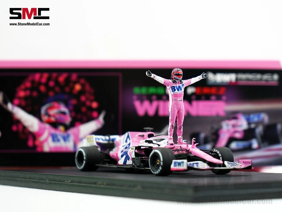 Figura Spark Racing Point F1 RP20 Sergio Pérez Sakhir 2020 primera carrera victoria 1:43 Foto 3 de 4