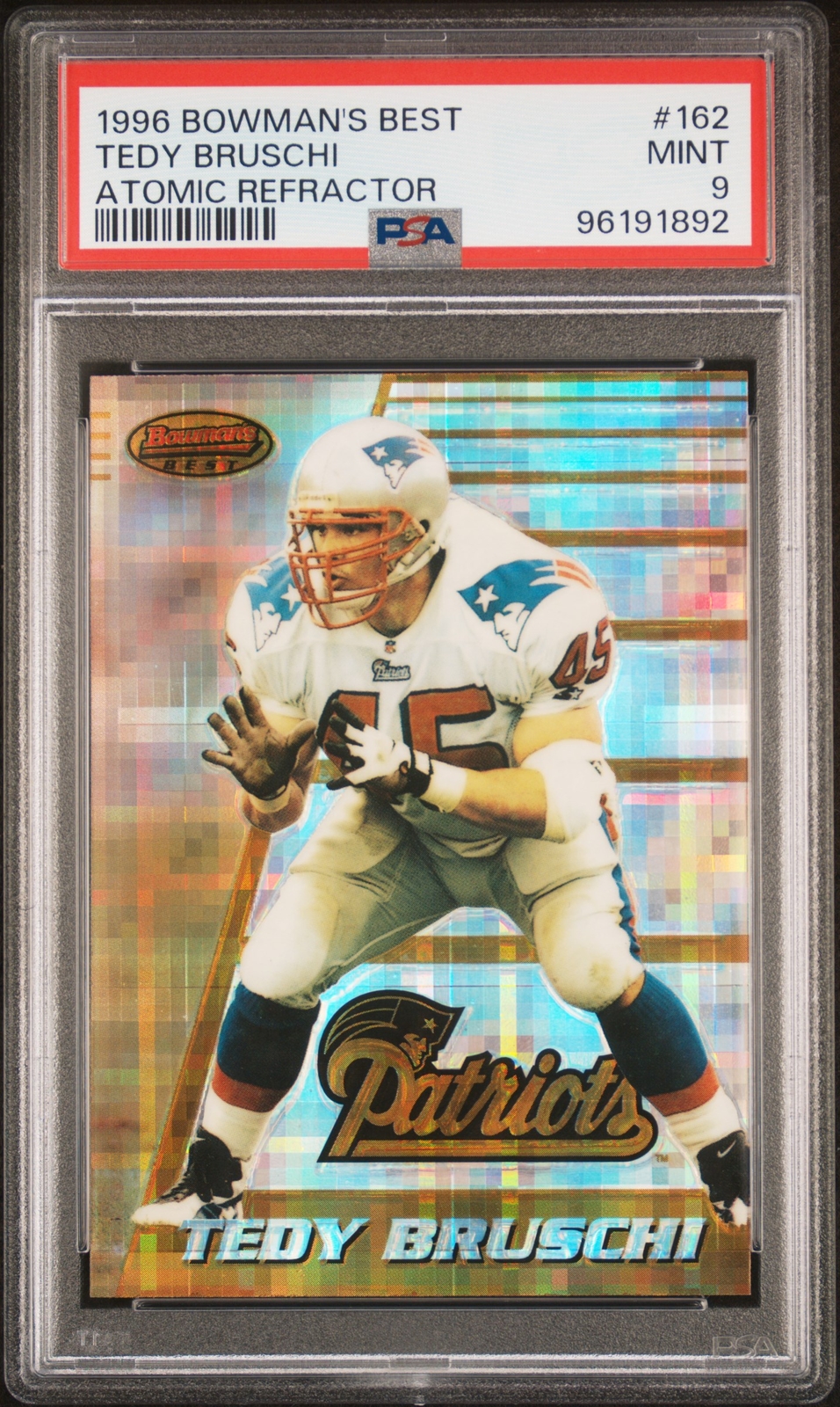 1996 Bowman'S Best #162 Tedy Bruschi Atomic Refractor PSA 9