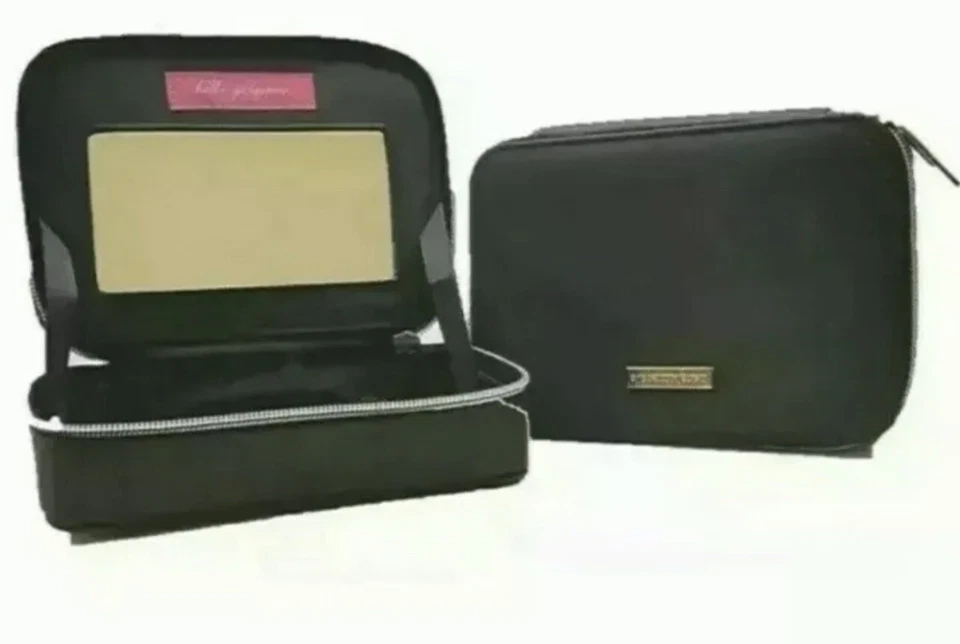 Bare Minerals Black Vanity Case Makeup Cosmetics Bag With Mirror Zip Closure NEW
