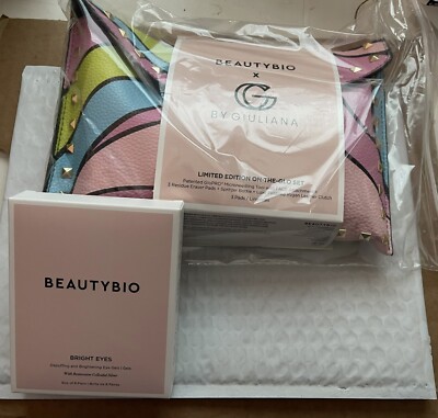 BeautyBio x G by Giuliana GloPRO & Bright Eyes Patches with Clutch-Positano NEW