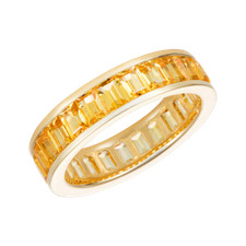 5.5Ct Simulated Yellow Citrine Eternity Wedding Band 14K Yellow Gold Plated