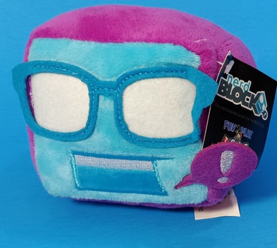 Nerd Block Cube Plush Glasses Purple Blue Stuffed Animal Fun 2 Play Toys
