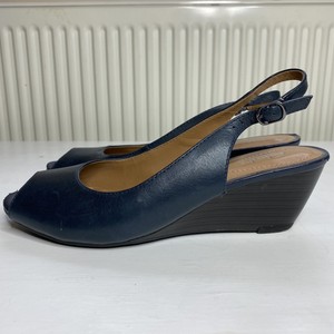 clarks navy wedge shoes