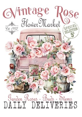 BÜGELBILD-Vintage-Shabby-Nostalgie-Vintage Rose-3469