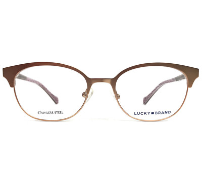 Lucky Brand Eyeglasses Frames D718 ROSE GOLD Brown Cat Eye Full Rim 48-17-125