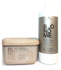 (2 PACK)Schwarzkopf BlondMe Lightener 9+ and BM Dev. 6 % 20 Vol Duo,33.8, 15.8oz