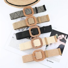 Lady Waist Belts Strap Girdle Straw Weaving Waistband for Dress Coat Decor Chic