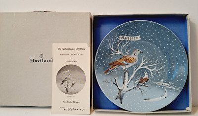 1971 HAVILAND LIMOGES TWELVE DAYS CHRISTMAS PLATE # 2 TWO TURTLE DOVES