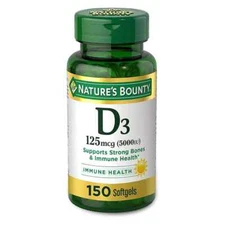 Vitamin D3 Immune and Bone Support 5000IU 150 Rapid Release Softgels D-3 D 3