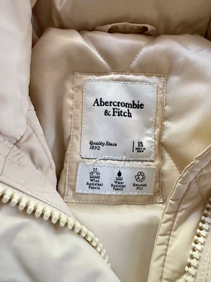 Winterjacke Jacke Abercrombie & Fitch Oversize Gr XS Premium Beige Elegant Top! - Bild 3 von 4