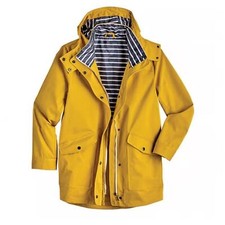 Joules Womens Coast Antique Gold Waterproof Nautical Rain Jacket Size 12 Yellow