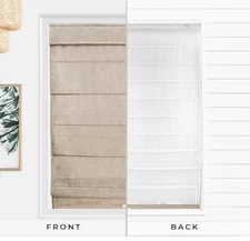Belgian Snow Cordless Light Filtering Privacy Polyester Roman Shades 29"W x 64"L