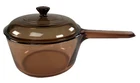 Vintage Corning Vision Amber Glass 1.5L Saucepan w Pyrex Lid USA