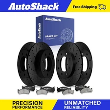 Front Rear Drilled Slotted Brake Rotors Ceramic Pads for Hummer H2 6.0L V8