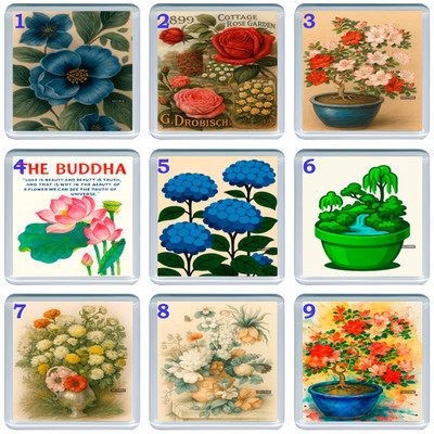 Acryl Untersetzer Getränk Natur Kunst Matte mit Wald Bäume Blumen und Calm Vibes