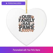 Custom Pet Paw Print Ornament Personalized Heart Shaped Pet Lover Gift Dog Owner