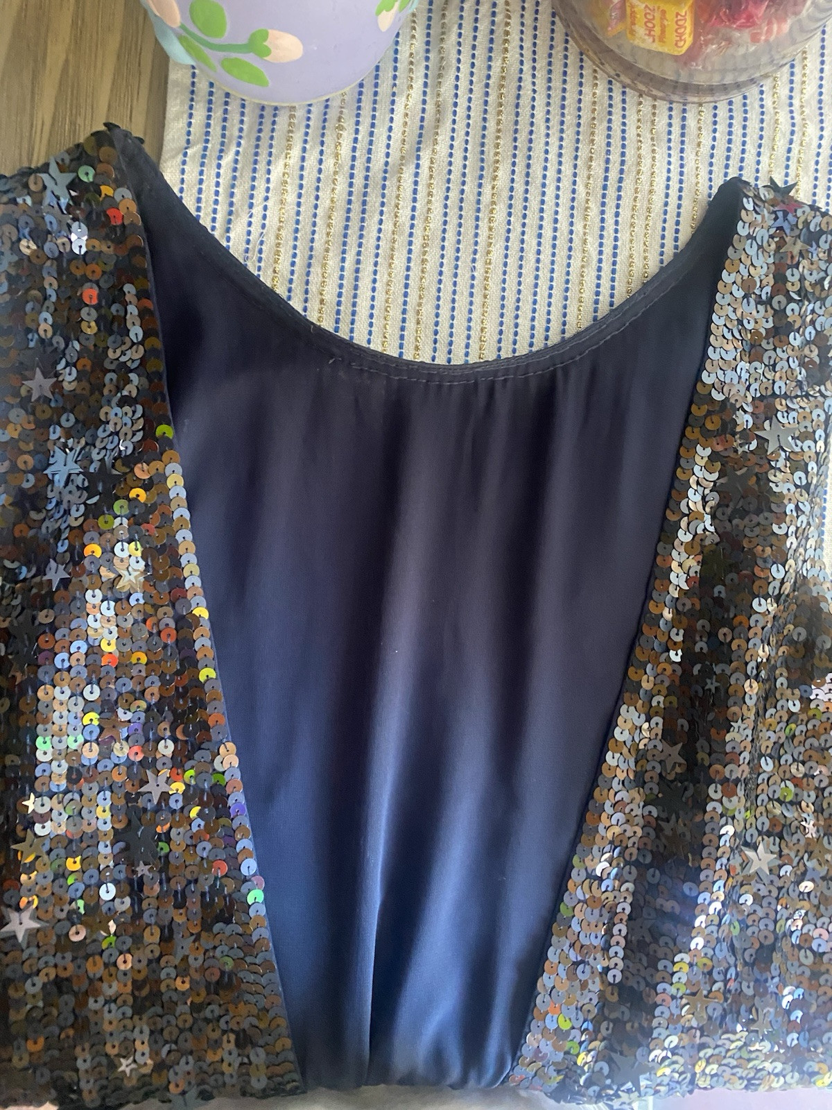J Crew Collection Romper Sequin Starts Black Neckline  Lined Pockets Sz 6 image 9