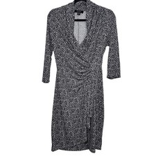 Karen Kane Dress Leopard Cheetah Print Faux Wrap Dress Cocktail Party Womens M