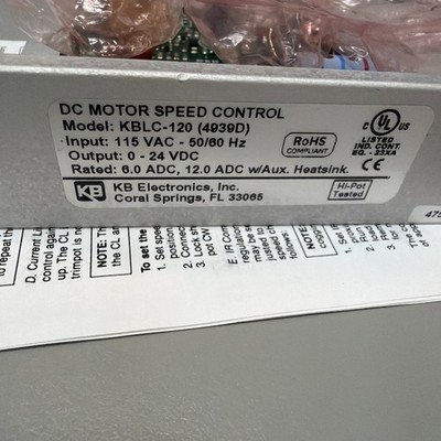 KB Electronics- KBLC-120 (4939) DC Motor Speed Control 115 VAC-50/60 Hz