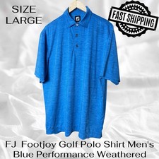 FJ Footjoy Golf Polo Shirt Men's Large Blue Performance Heathered FAST SHIPPING